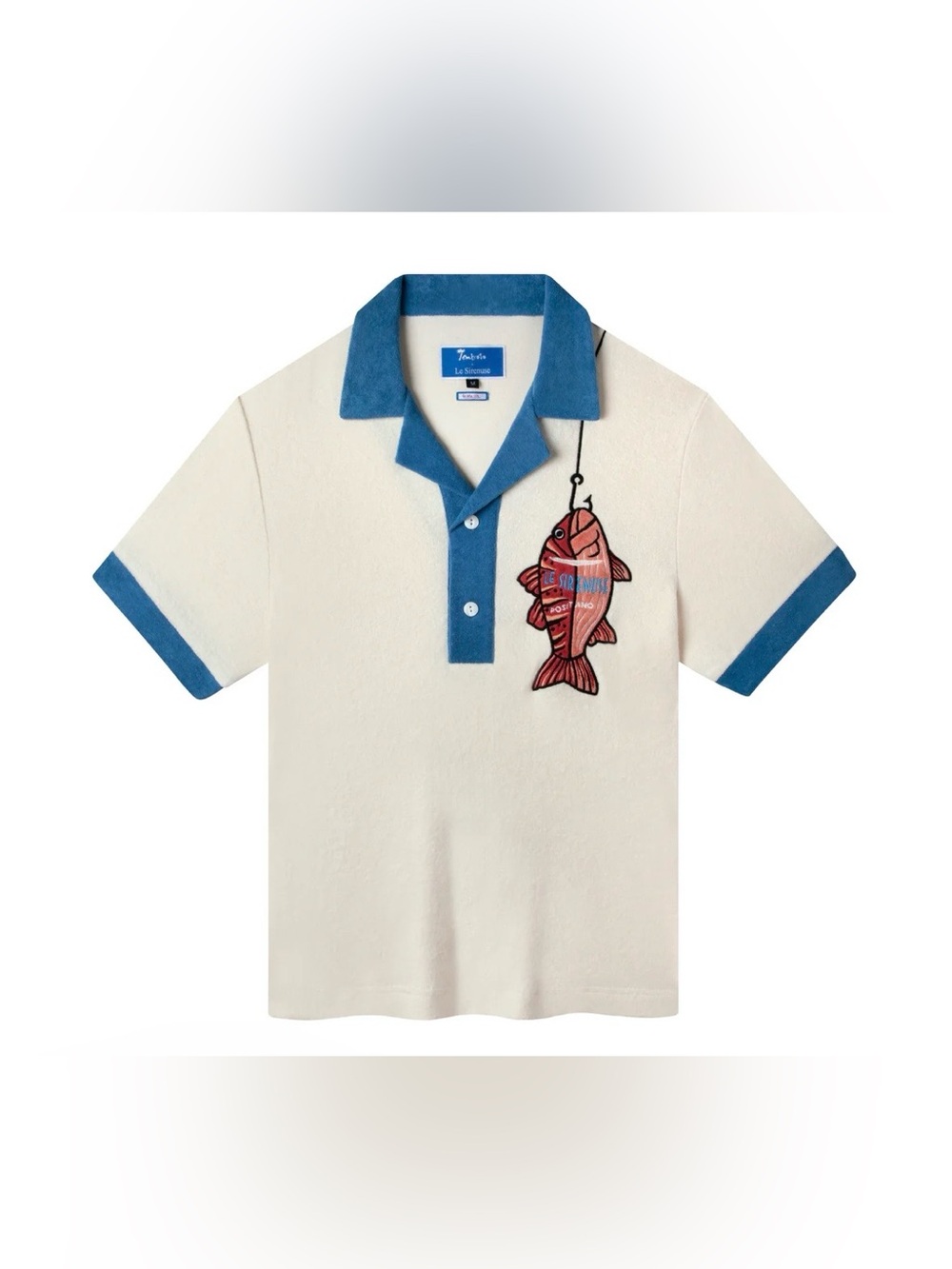 Tombolo x Le Sirenuse cotton terry fish pop over collar top unisex